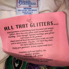 New Vintage Premier Medium White Glitter Masquerade Mardi Gras T Shirt Tee M