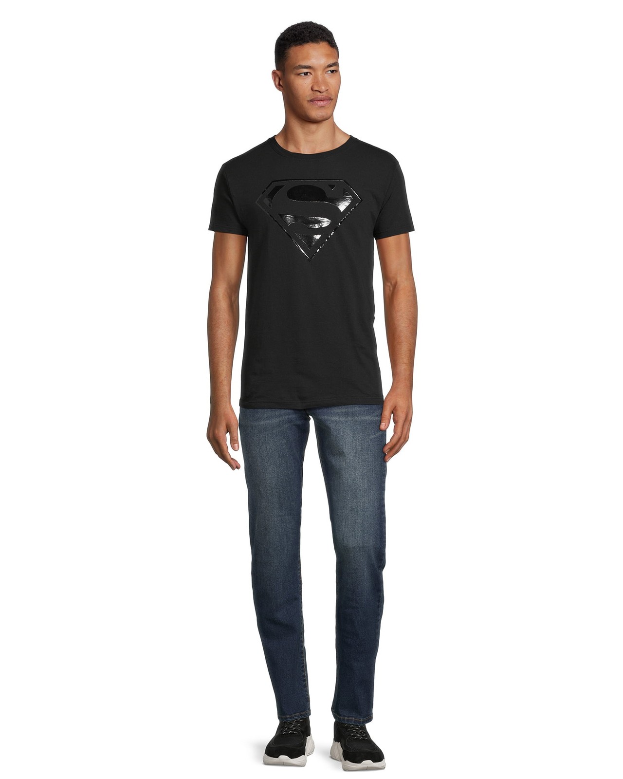 DC Comics Superman T-Shirt Men's Black Raised Logo Short Sleeve Top gallery