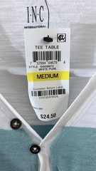 INC International Concepts Men’s Striped Split-Neck T-Shirt White Medium