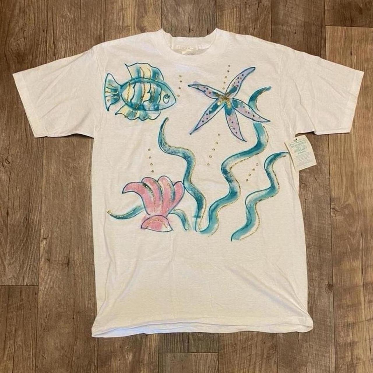 NWT Vintage 90s The Art Institute Of Chicago America Shirt OSFA Art Hand Painted