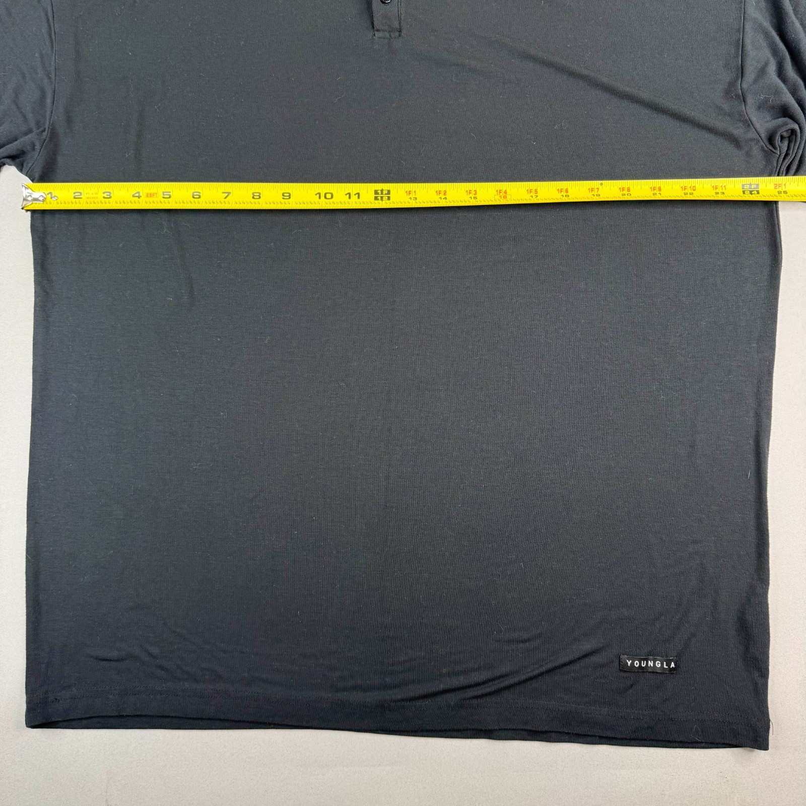 YoungLA Mens Large Dark Gray Modal Polyester Spandex Oversized Henley T-Shirt gallery