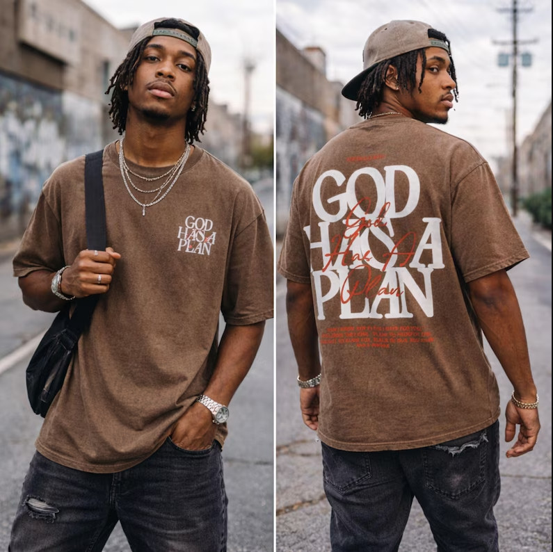 God Has A Plan Vintage Christian T Shirt Oversized Acid Wash Faith Graphic Tee gallery