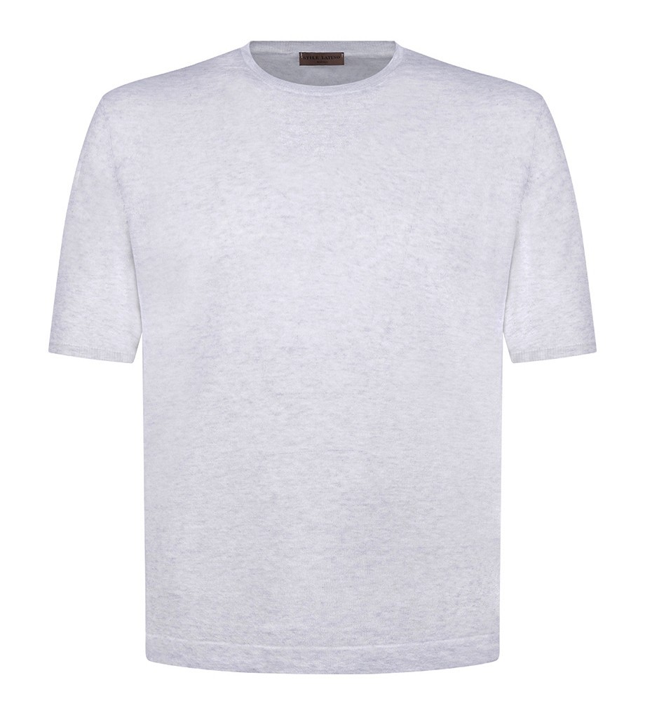 STILE LATINO t-shirt linen cotton EU 56 US 46 light gray melange normal fit gallery