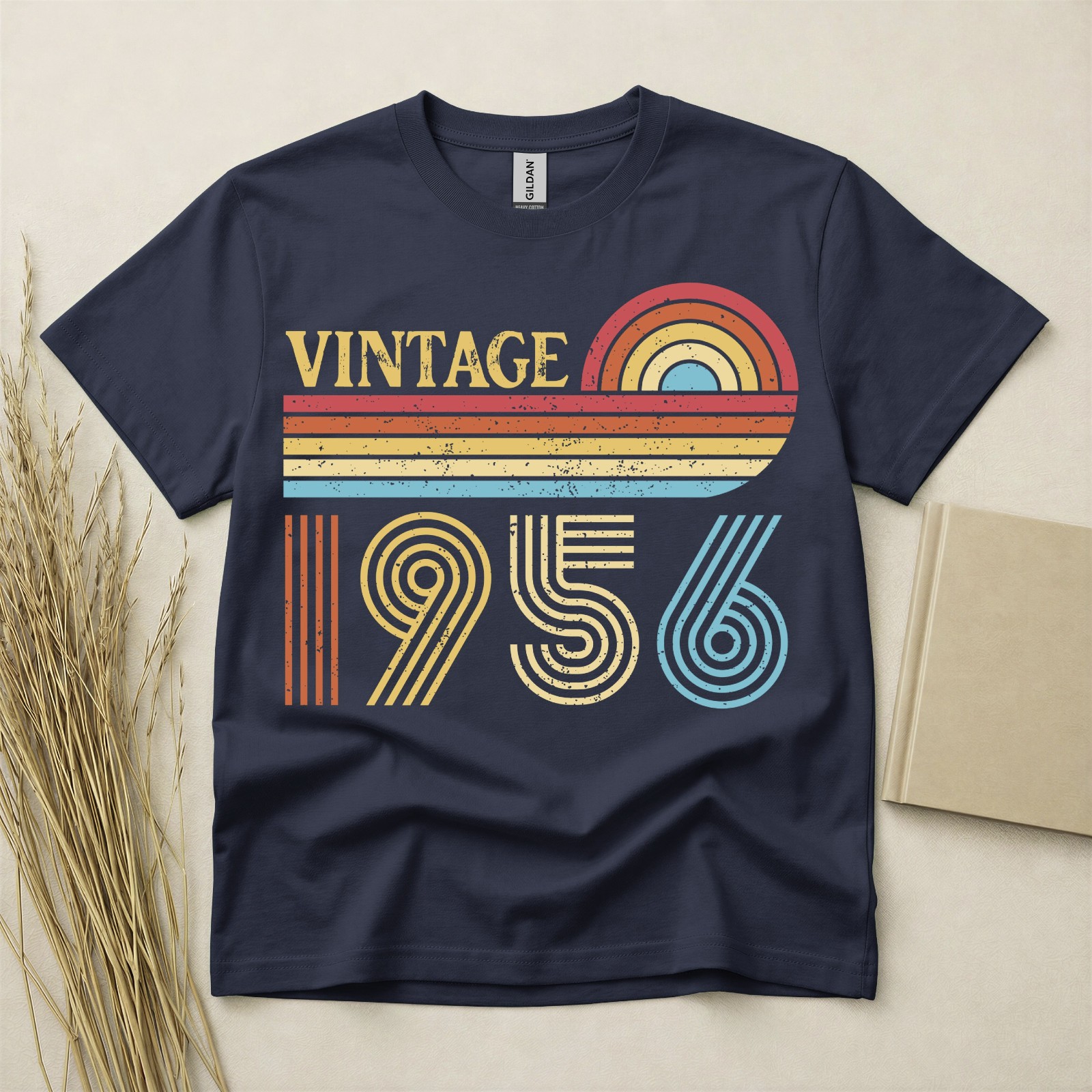 70th Birthday T-shirt Born In 1956 Gifts Vintage Rainbow TShirt Retro Style Tee gallery