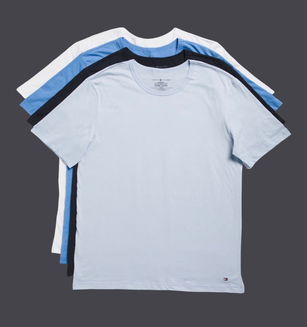 Tommy Hilfiger Men T-Shirts Tees 4 Pack M L XL Cotton Crew Neck Blue Black White