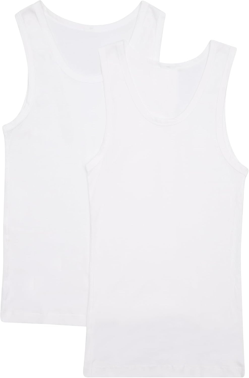Men’S Soft  Chesty Tank Undershirt in 100% Cotton Rib for Men, 2-Pack