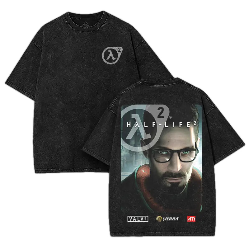 Arcade Anime Vintage Half-Life 2 Valve Washed Tee – FPS Shooter Video Game