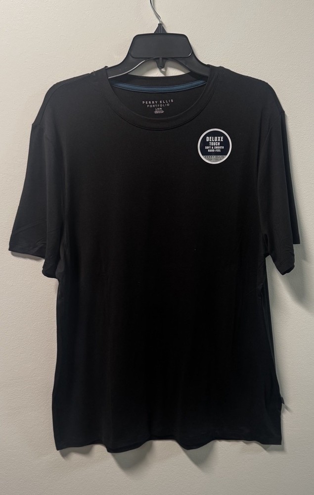 Perry Ellis Portfolio Black Crew Neck SS T-Shirt Men’s Size Large
