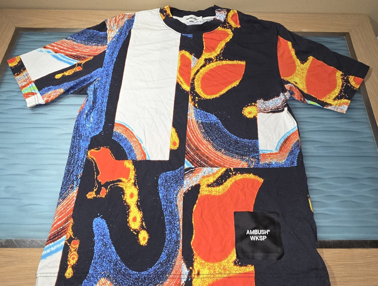$521 Ambush Men’s Black Cotton Multicolor Short Sleeve Crewneck T-Shirt Size L