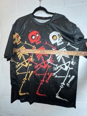 Halloween Skeleton Dance Graphic Shirt 2XL All Over Print Semi Sheer Tee