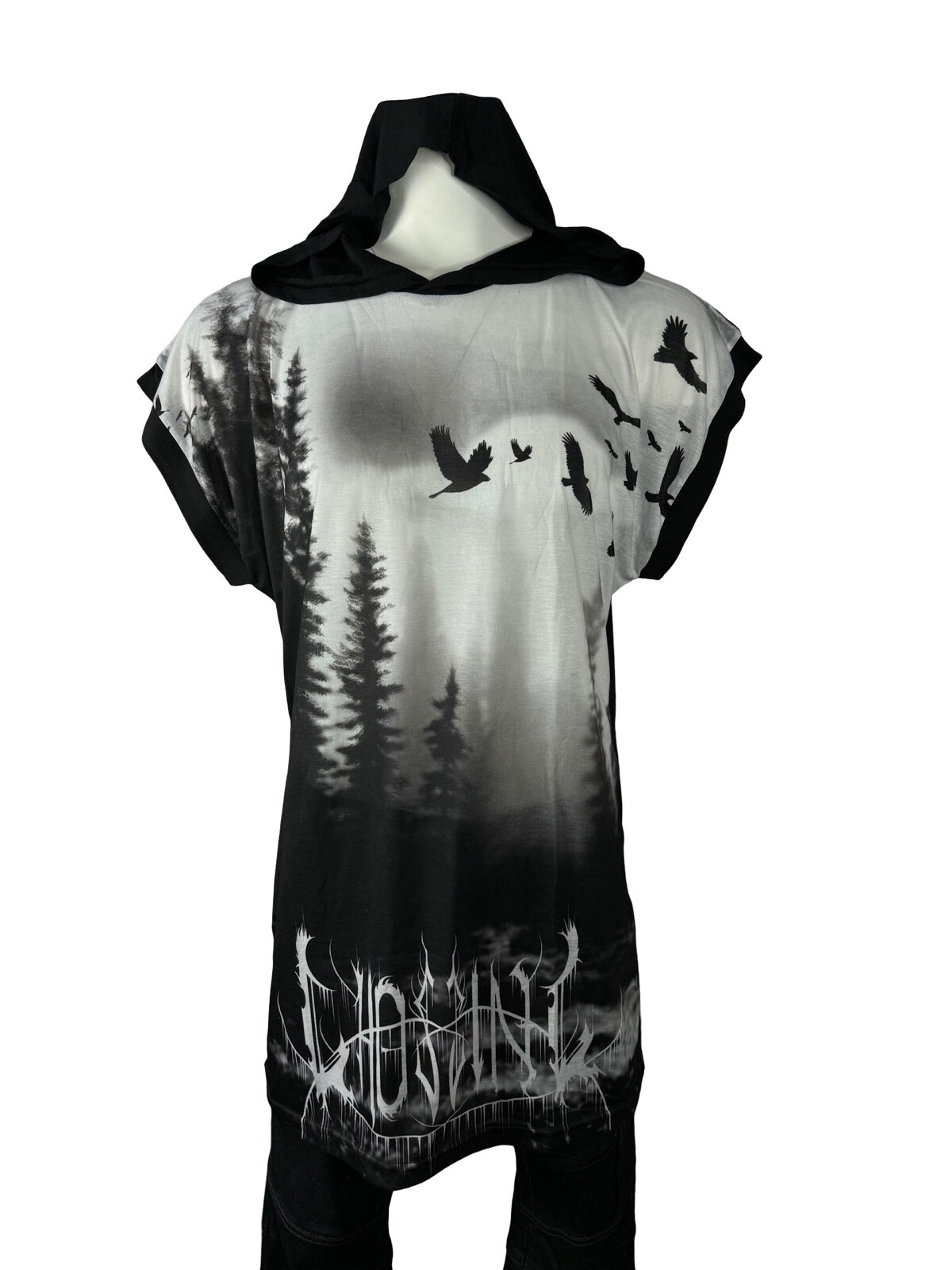 Widow by Lip Service Goth Cult Occult Shaman Ritual Hood Long T Shirt gallery
