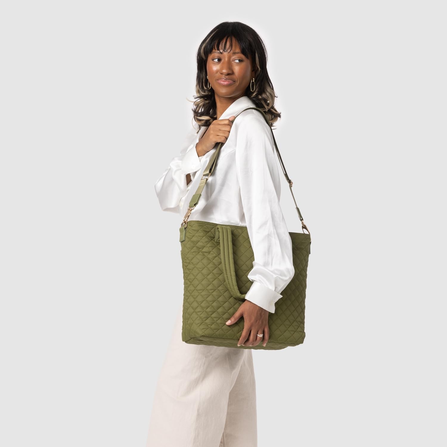 Quilted Tote Bag for Women | Medium Tote Purse with Compartments & Laptop Sle... gallery