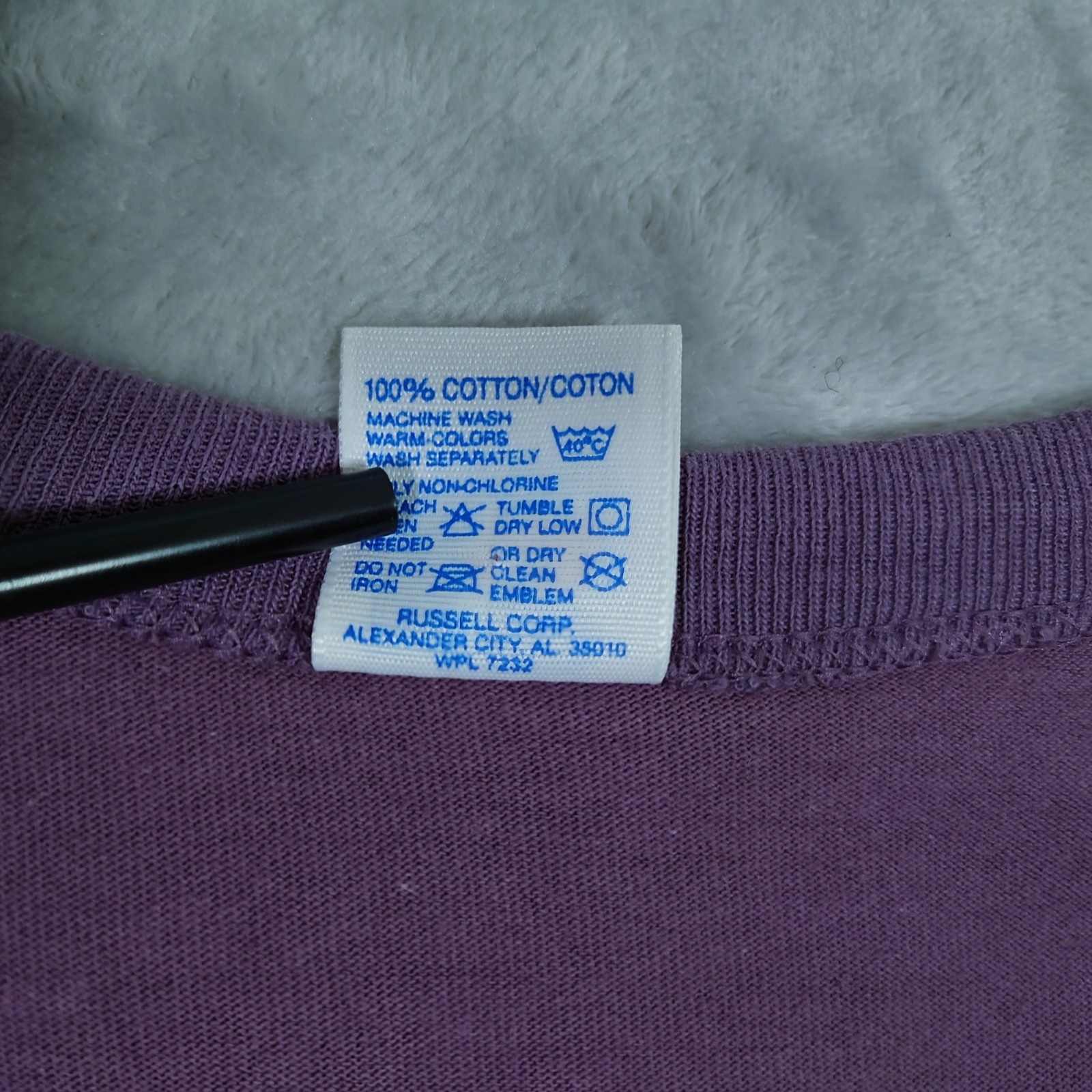 Vintage Russell Athletic T Shirt Mens XL Purple Blank Tee Made USA Crewneck 90s gallery