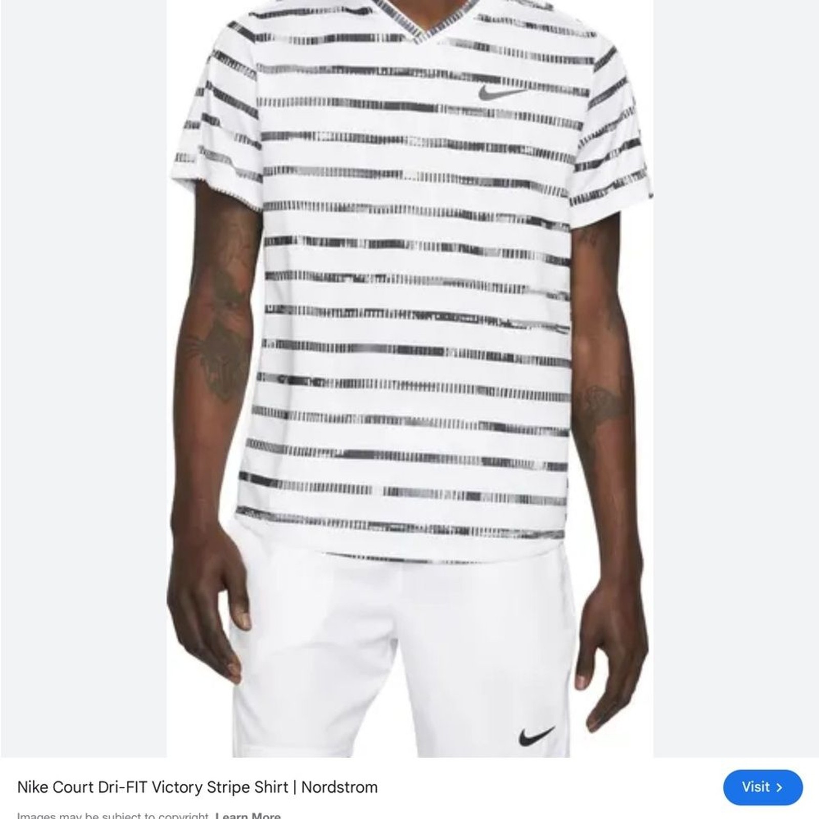 Nike Men's White and Black Striped Short Sleeve Tee gallery