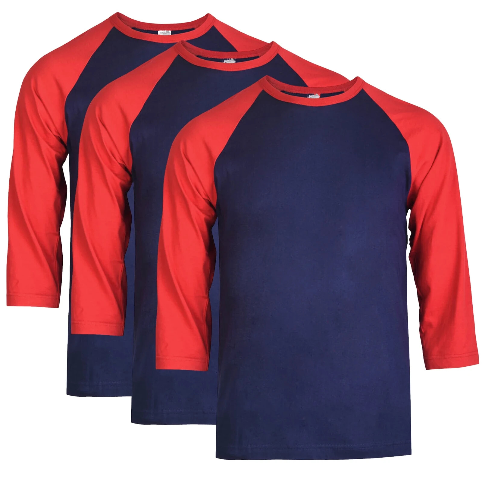 3 Packs Men's 3/4 Sleeve Crew Neck Raglan Jersey Baseball Tee Shirts Size M gallery