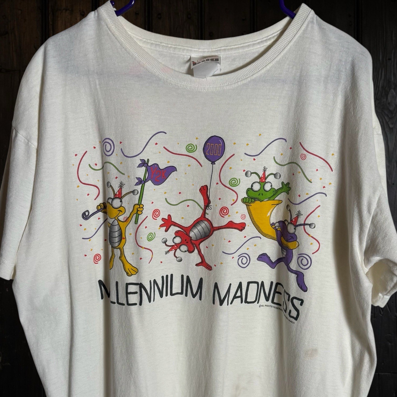 Vintage 90s Millennium Madness T Shirt OSFA/XL (32.5x23.5) Y2K Milo Bug 1998 Tee gallery