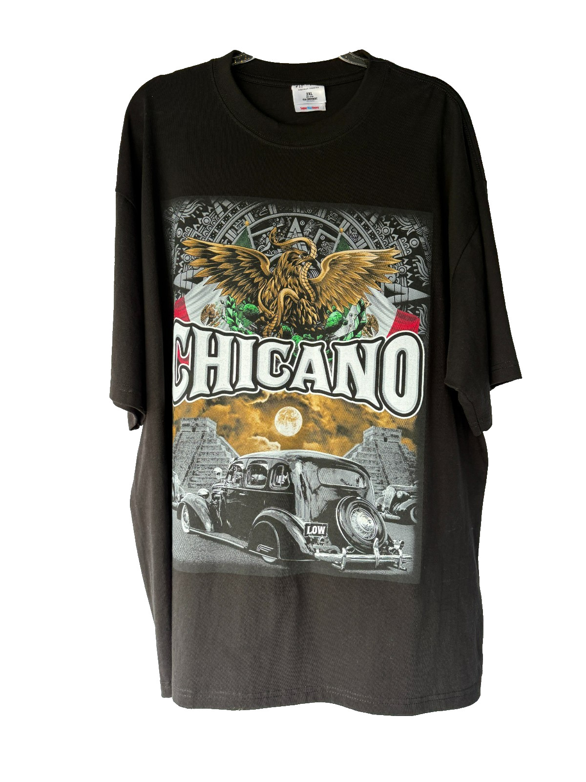 Shaka Wear Super Max Heavy Chicano Graphic T Shirt 2XL Black Lowrider Aztec Y2K gallery