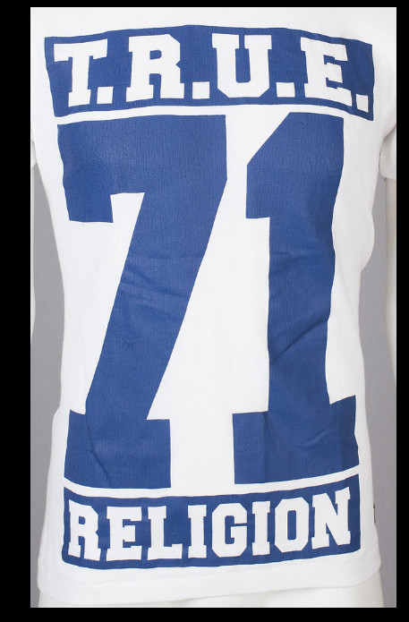 $105 TRUE RELIGION White Blue 71 STARS Short Sleeve Graphic Heavyweight T-shirt gallery