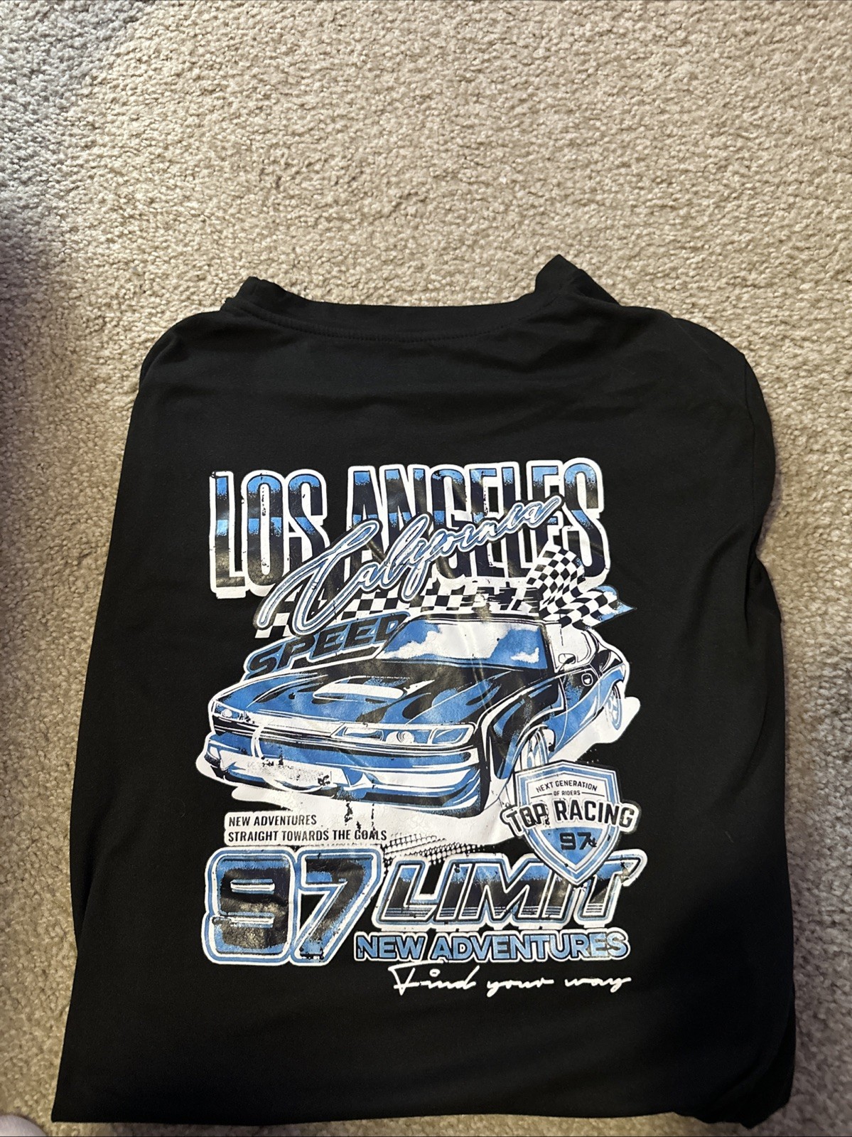 LosAngeles Racing Shirt Black and Blue Size Large gallery