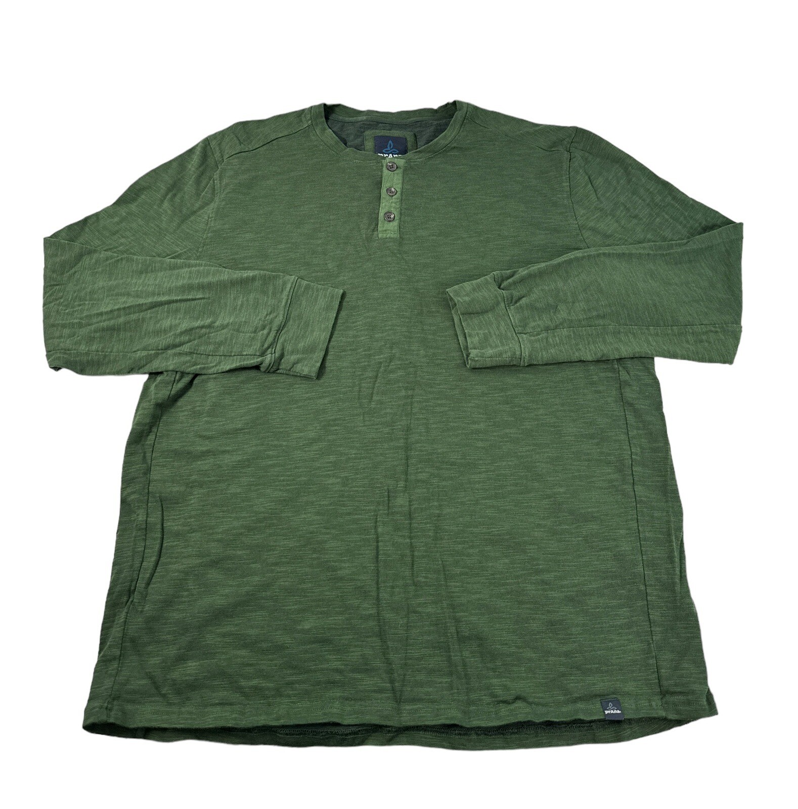 Prana Mens XL Ronnie Henley Long Sleeve Shirt Green Organic Cotton Hike Camp gallery