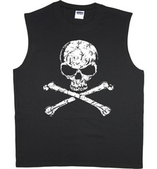 Men’s sleeveless shirt Skull design decal jolly roger flag muscle tee tank top