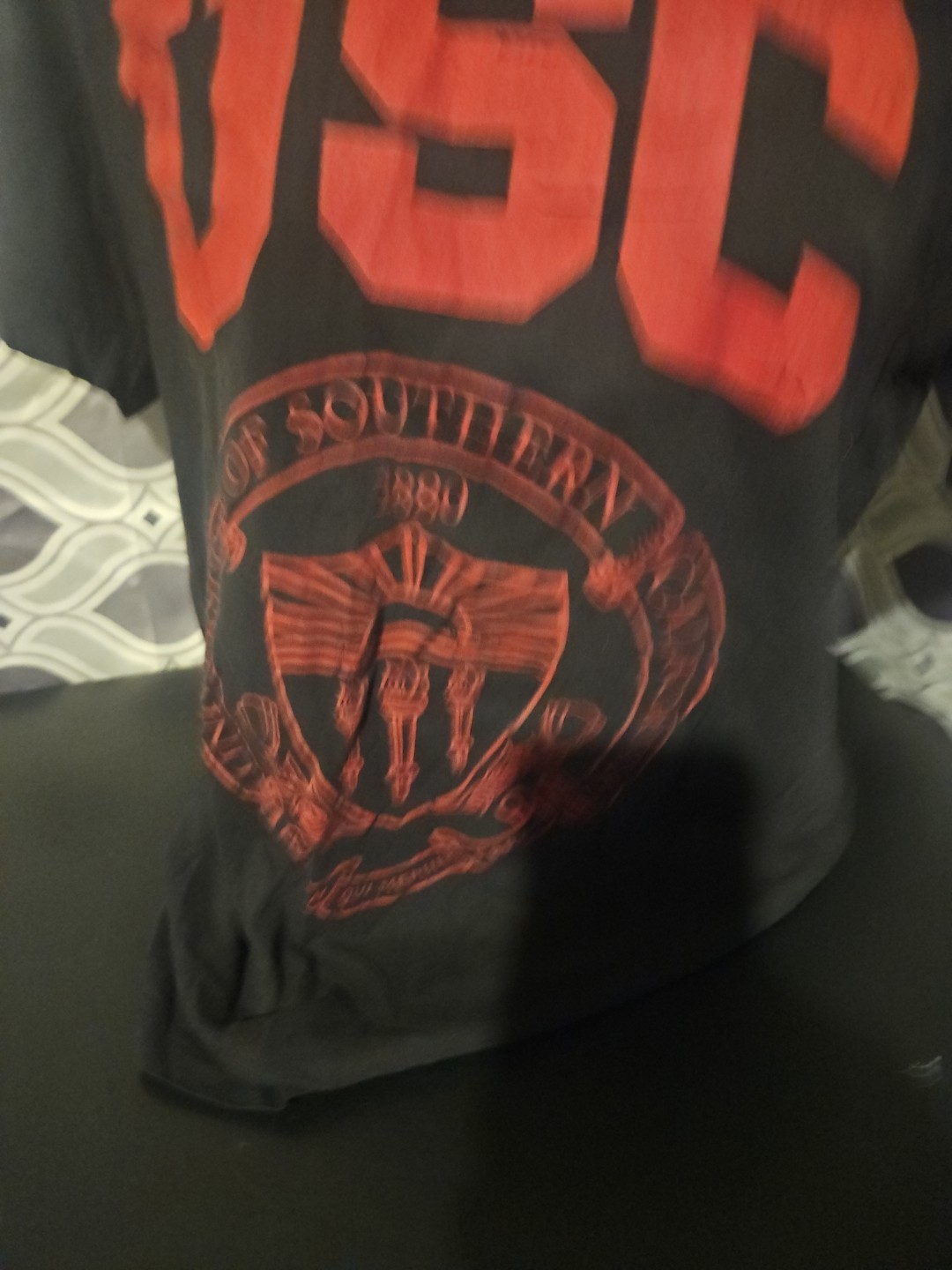 U.S.C. Black Tee W/Logo On Front In Red Size Medium see description please . gallery