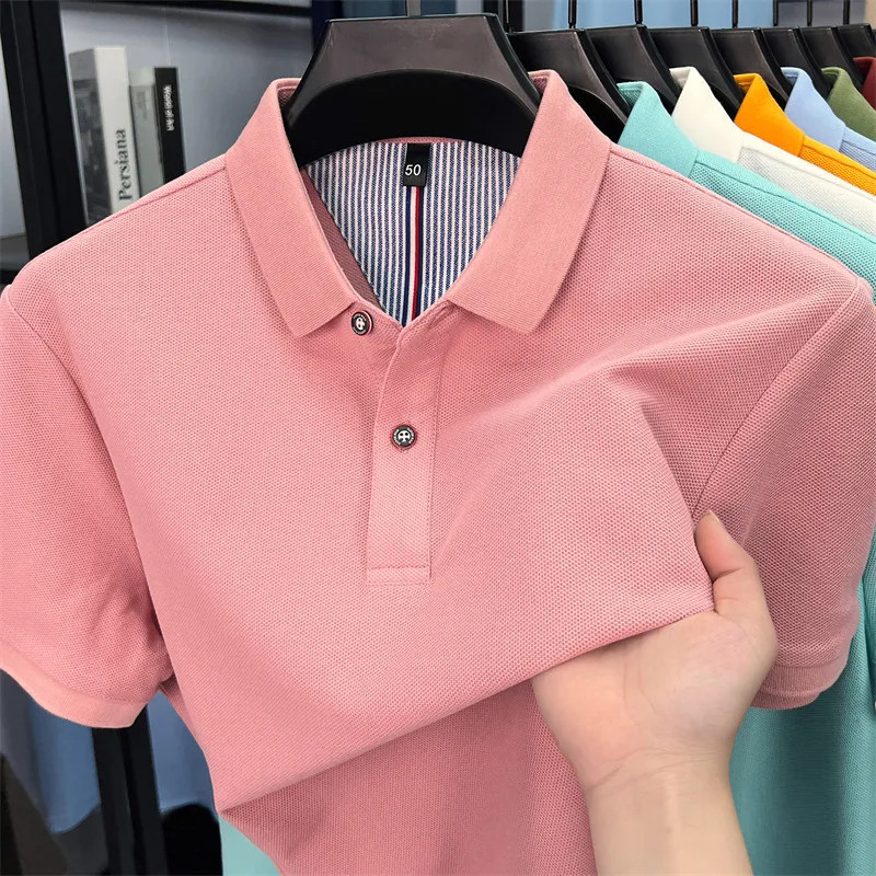 100% pure cotton short sleeve polo shirt high-quality brand solid color versatil