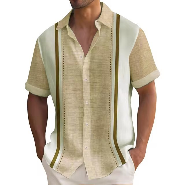 Men's Casual Short Sleeve Shirt Beach Wedding Button-Up Dress Guayabera Cuban gallery