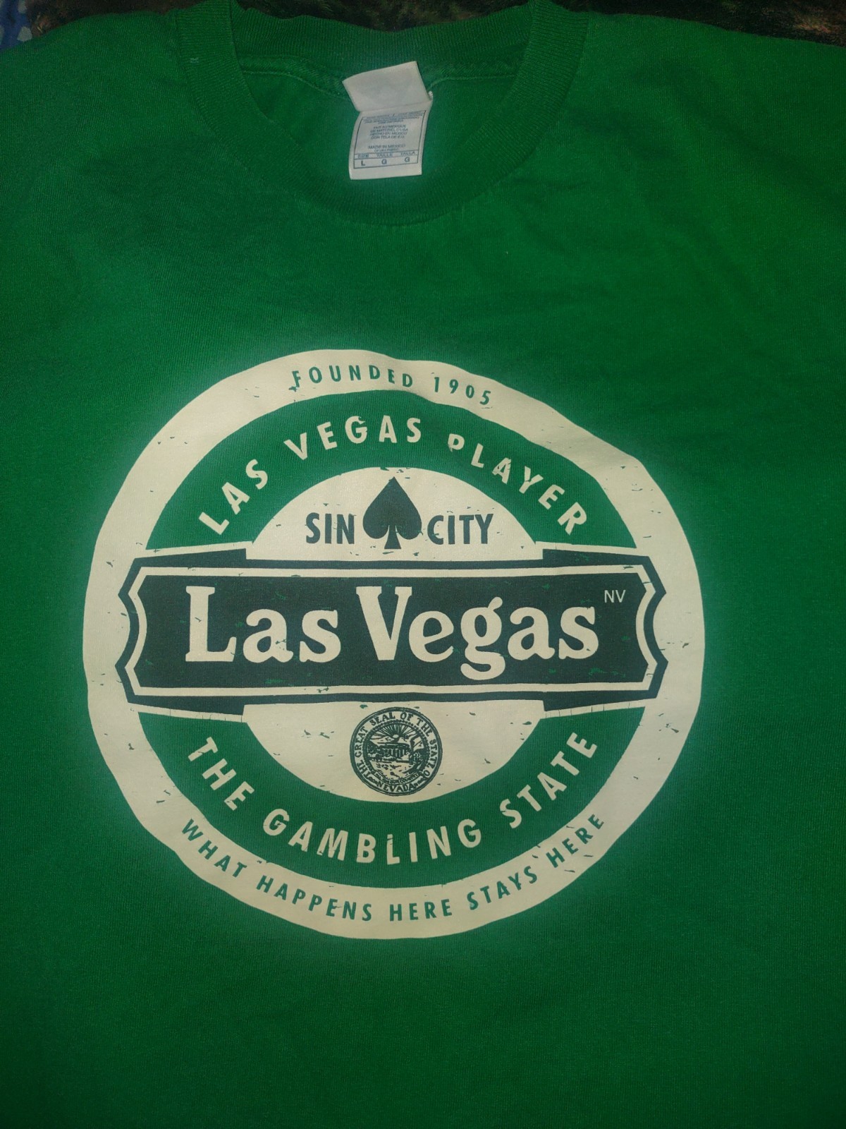 VTG Las Vegas Player T Shirt Sin City Gambling State Green Men’s Large