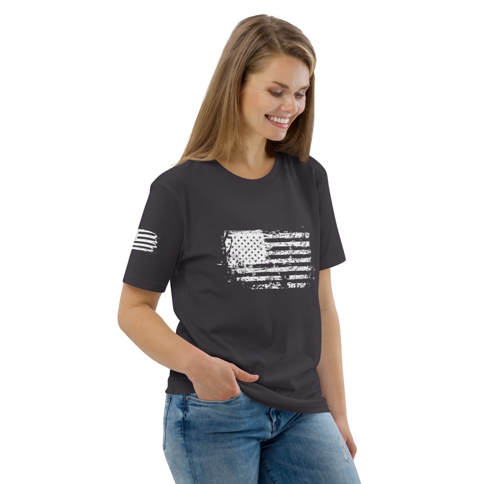 USA Distressed Flag T Shirt American Patriotic Tee white flag gallery