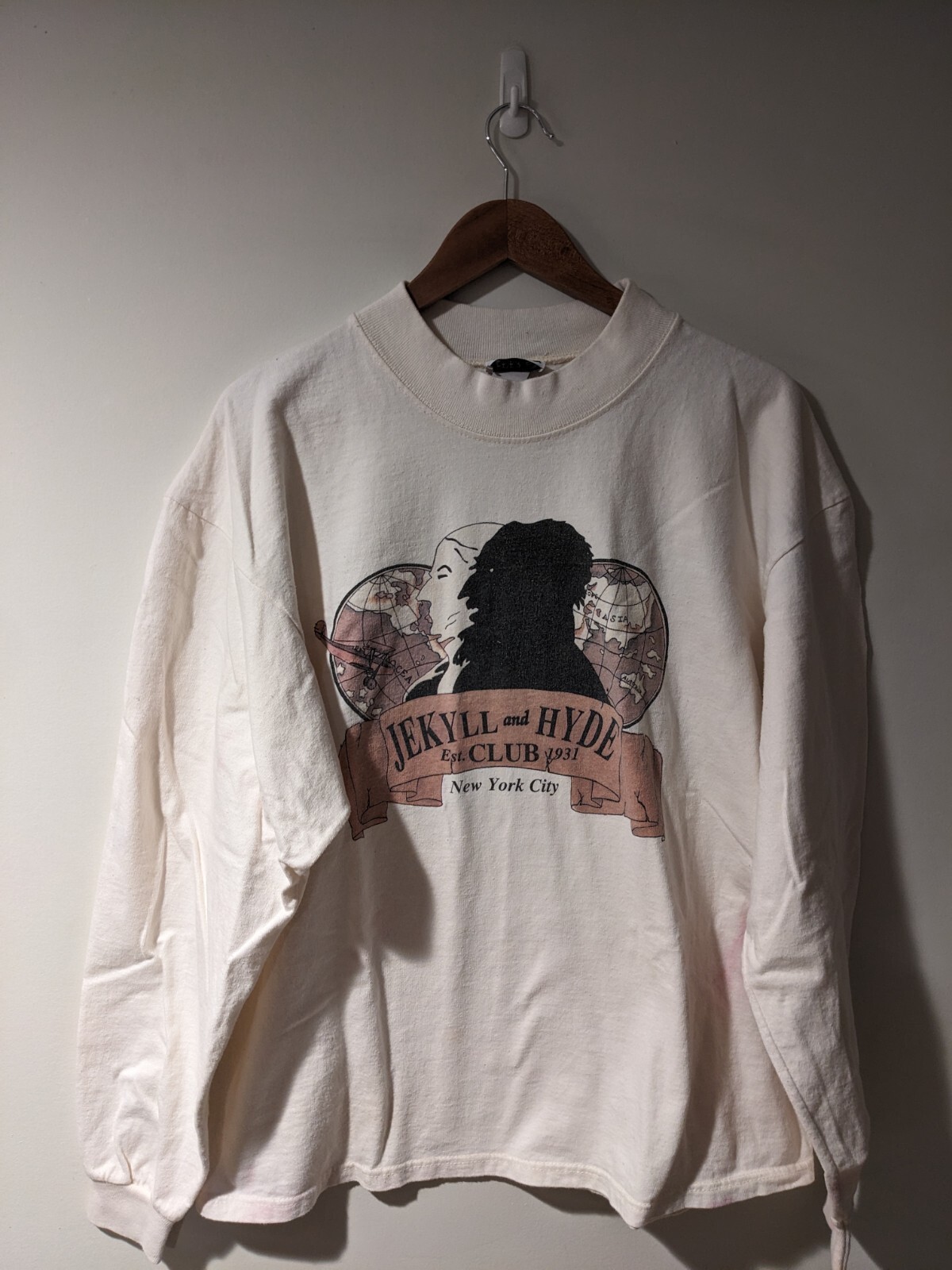 Vintage 90s Dr. Jekyll and Hyde Club New York City X-Large Beige Long-Sleeve gallery