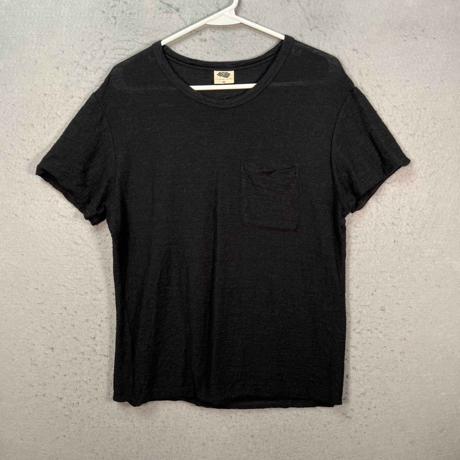 Arms Of Andes Black Alpaca Wool Pocket T-Shirt Size Medium Made In Peru gallery