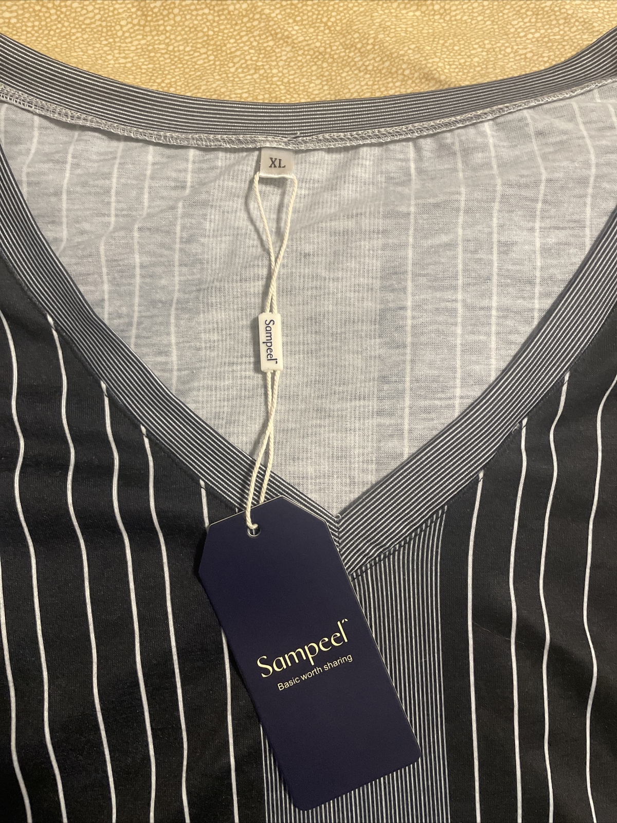SAMPEEL Men's Gray And Black V Neck T Shirt Size XL New With Tag gallery