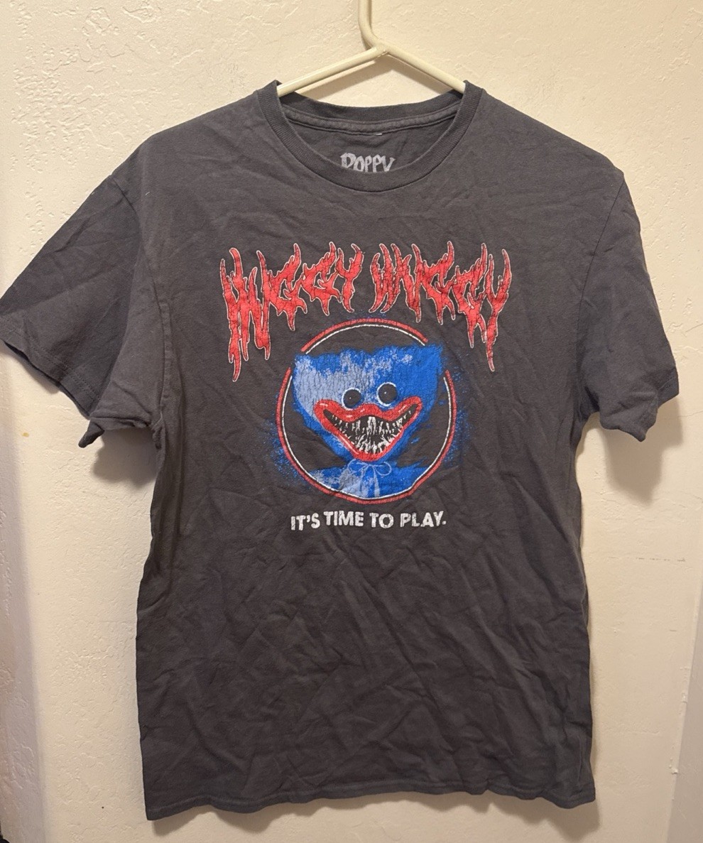 Huggy Wuggy Poppy Play Time Horror Game It’s Time To Play T Shirt Size L gallery
