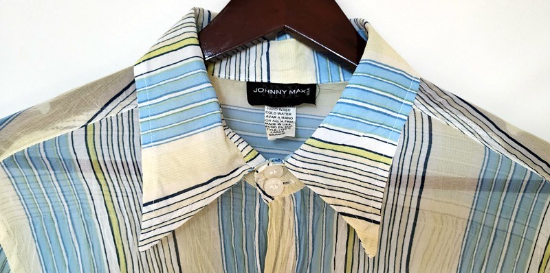 Vintage Couture Johnny Max NNX Sheer, Crinkle Crepe Long Sleeve Shirt. gallery