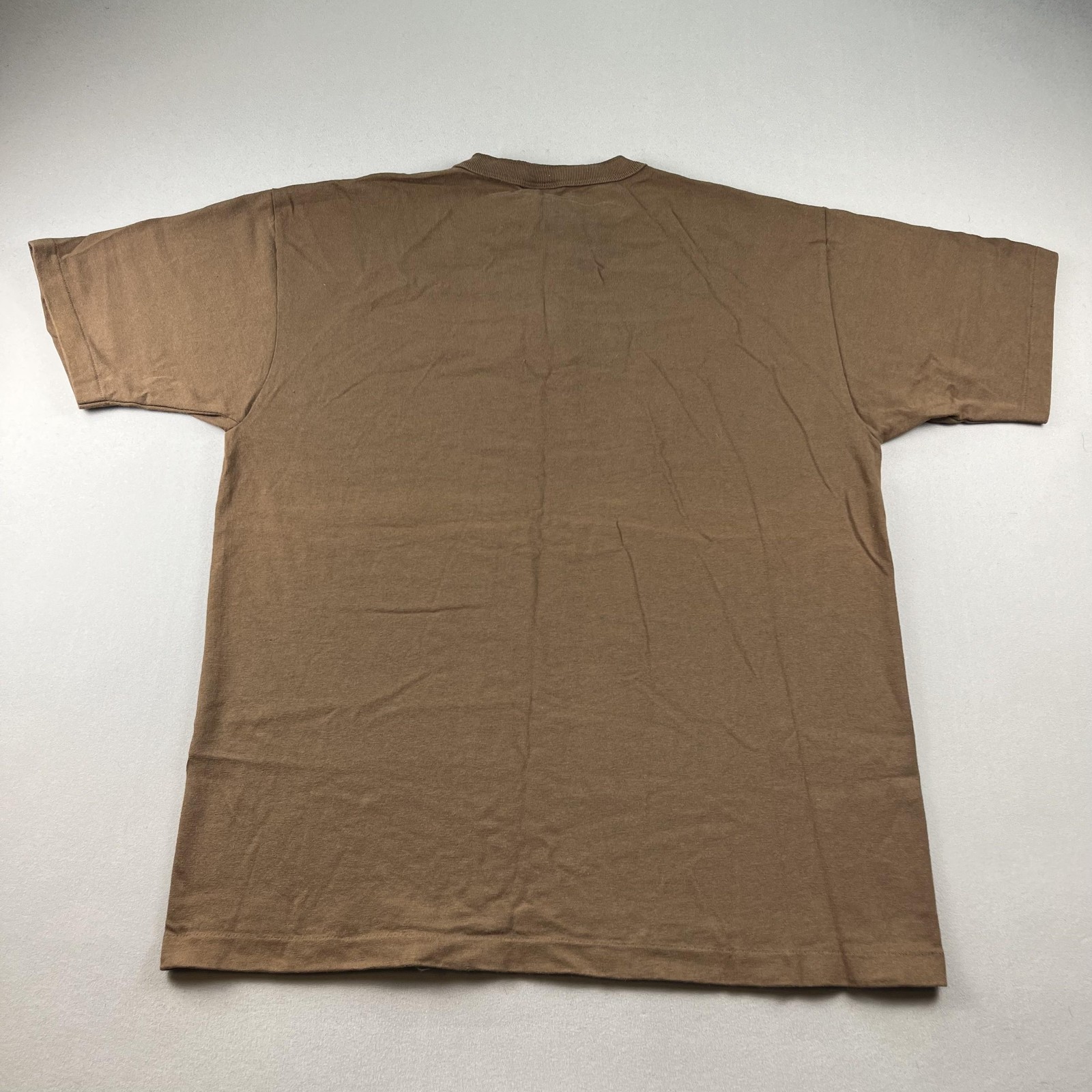 Vintage Brown T-Shirt Henley Mens Large Brown Blank Single Stitch Cotton USA 90s gallery