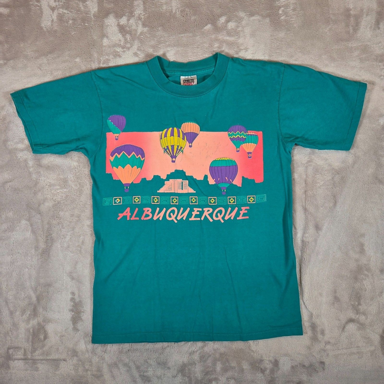 Vintage 90s Oneita Power-T Albuquerque Hot Air Balloon T Shirt L Single Stitch gallery