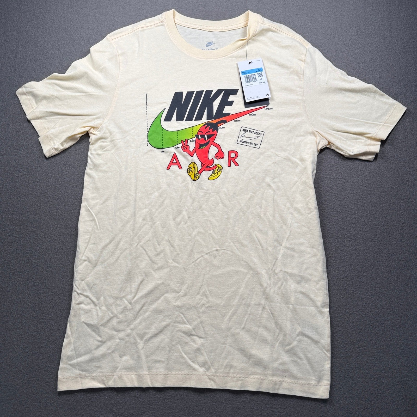 Nike T-Shirt Mens Medium Tall Cream Hot Soles Chili Pepper Graphic HQ9258-114 gallery