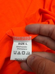 Shein Solid Orange Basic Short Sleeve Crew Neck T shirt Mens Size Large