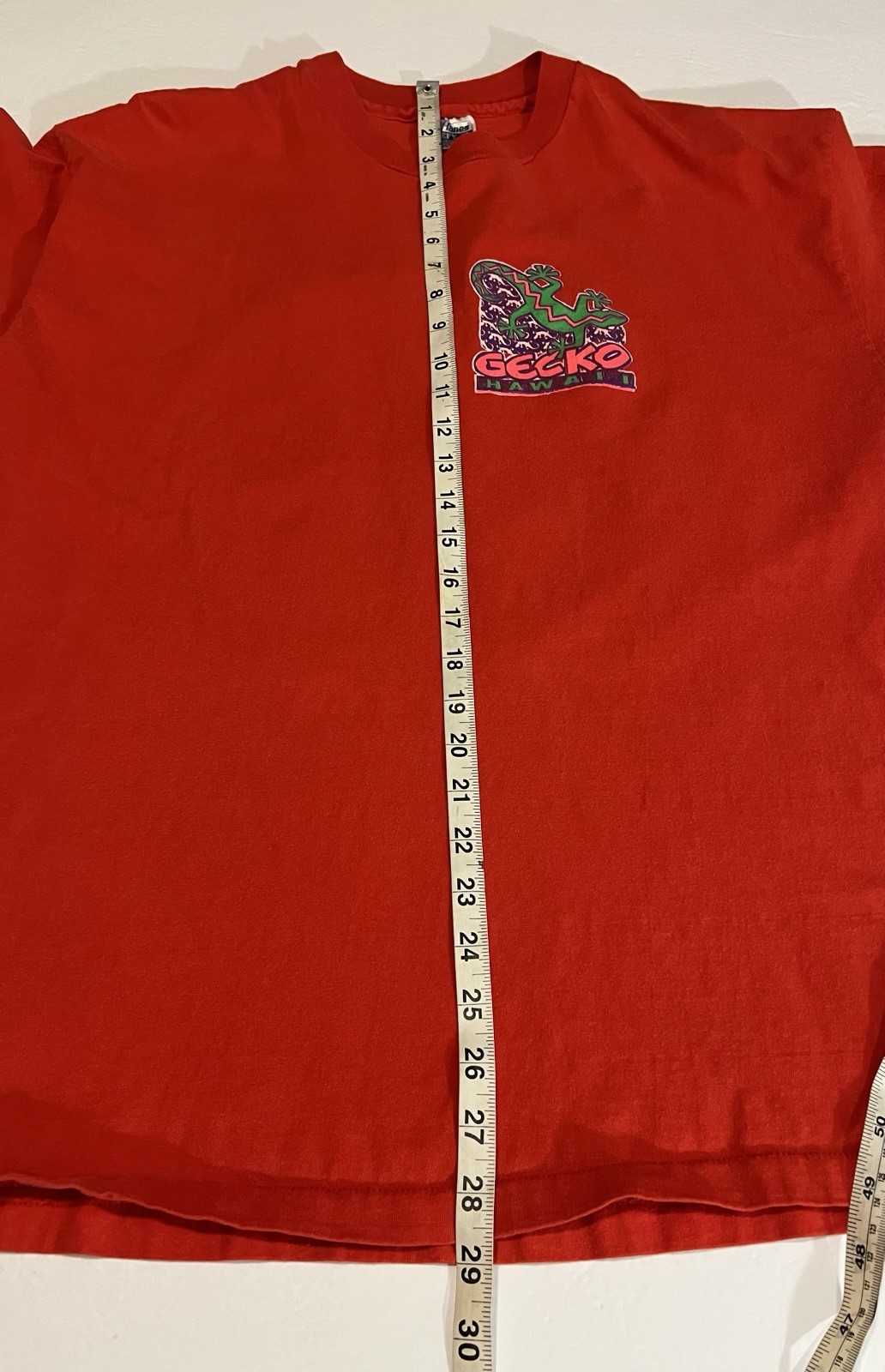 Vintage 90s Gecko Hawaii Graphic T Shirt Red Neon Lizard Logo Single Stitch XL gallery