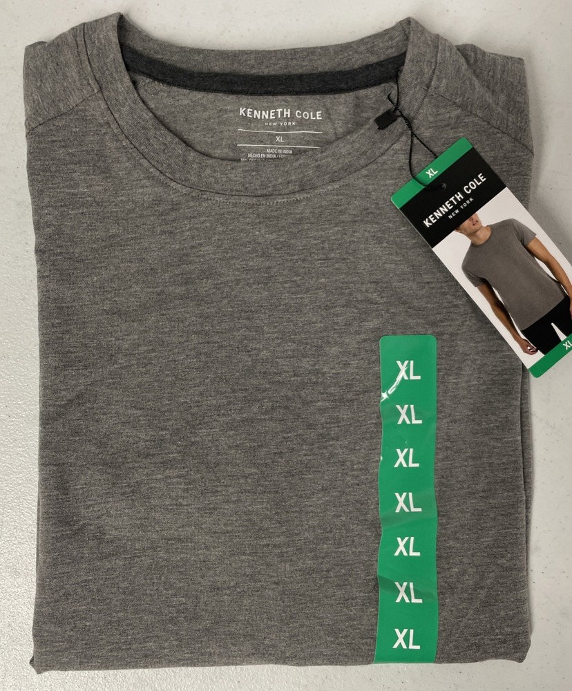 KENNETH COLE Men’s Organic Cotton Blend Crewneck T-Shirt XL GRAY 4-Way Stretch