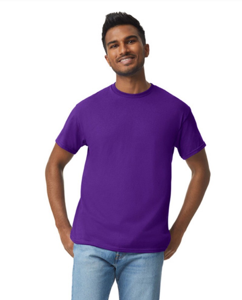 Brand New First Quality Gildan Purple Heavy Cotton Adult Short Sleeve Tee Size L