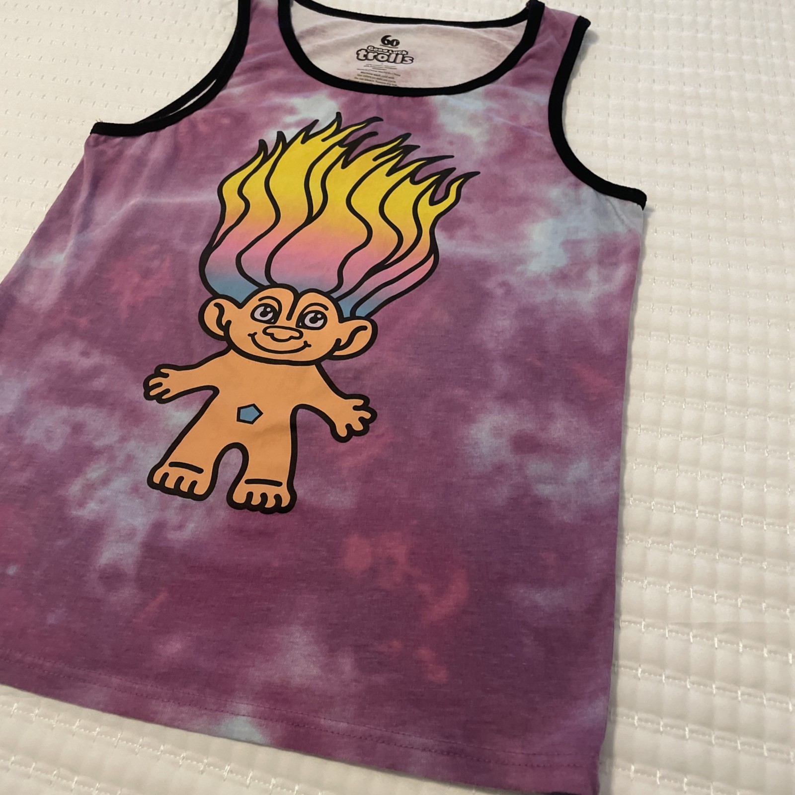 Good Luck Trolls Doll Tie Dye Purple Tank Top 60th Anniversary Men’s Size Small gallery