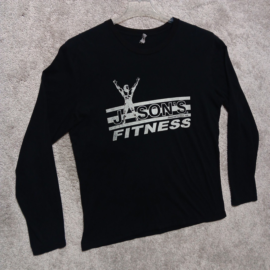 Jason's Fitness T Shirt Mens Large Black Weight Gym Workout Active Mobile Al gallery