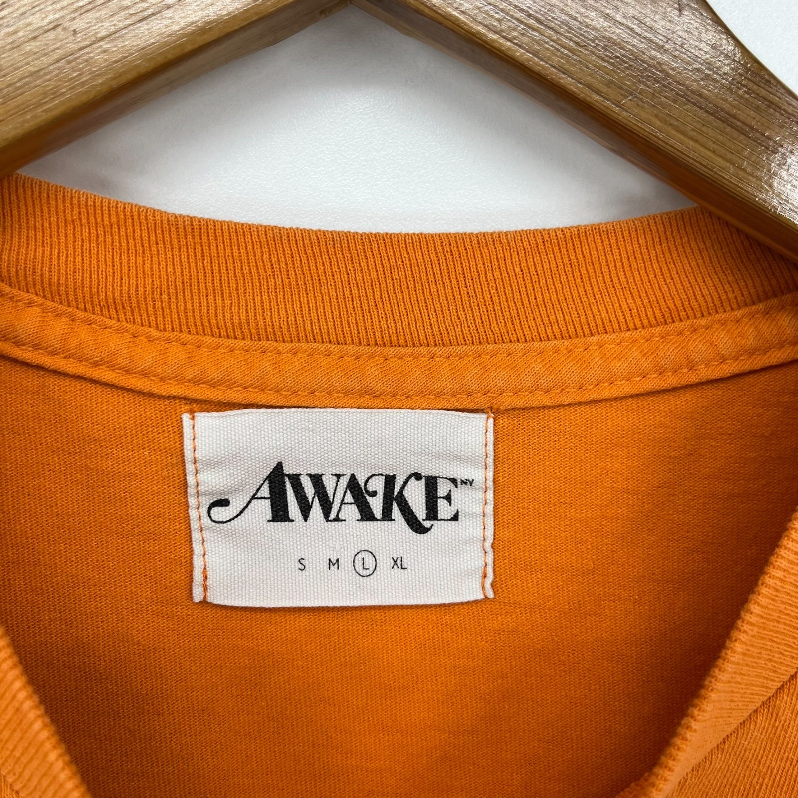 Awake NY T-Shirt Men's Size L Orange Short Sleeve Crew Neck Logo Cotton gallery