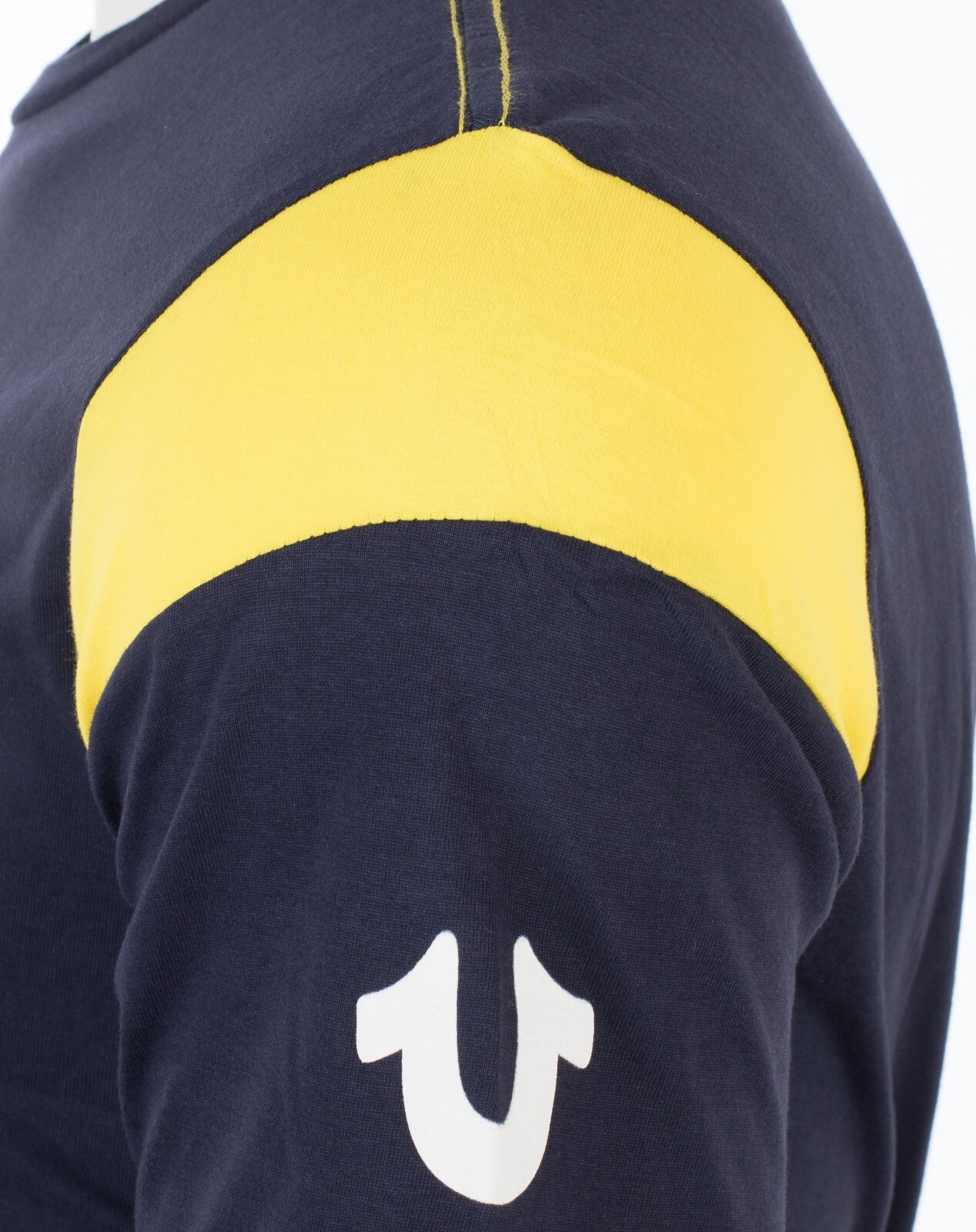 $79 TRUE RELIGION Navy SQUARE FOOTBALL Short Sleeve Designer Graphic T-shirt NWT gallery