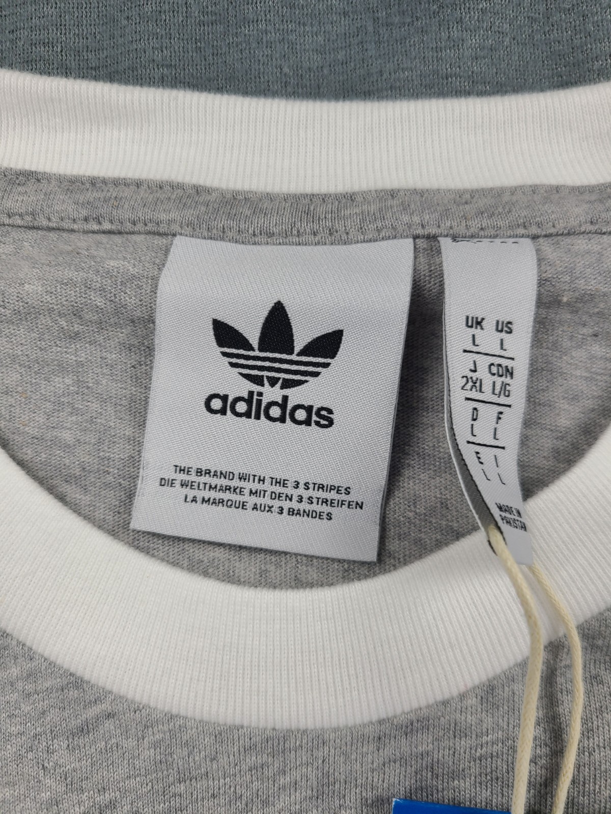 adidas ORIGINALS CALIFORNIA 3 STRIPES TREFOIL HEATHER GREY Tee Men's Large NWT gallery