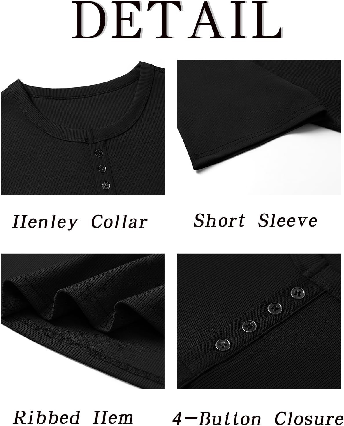 Men's Henley Shirt Short Sleeve Casual Ribbed Knitted Summer T-Shirt SL gallery