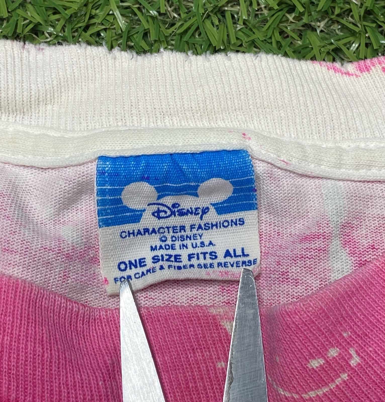 Vintage Mickey Mouse Shirt Tie Dye Disney 90s All Over Print Splatter OSFA Pink gallery