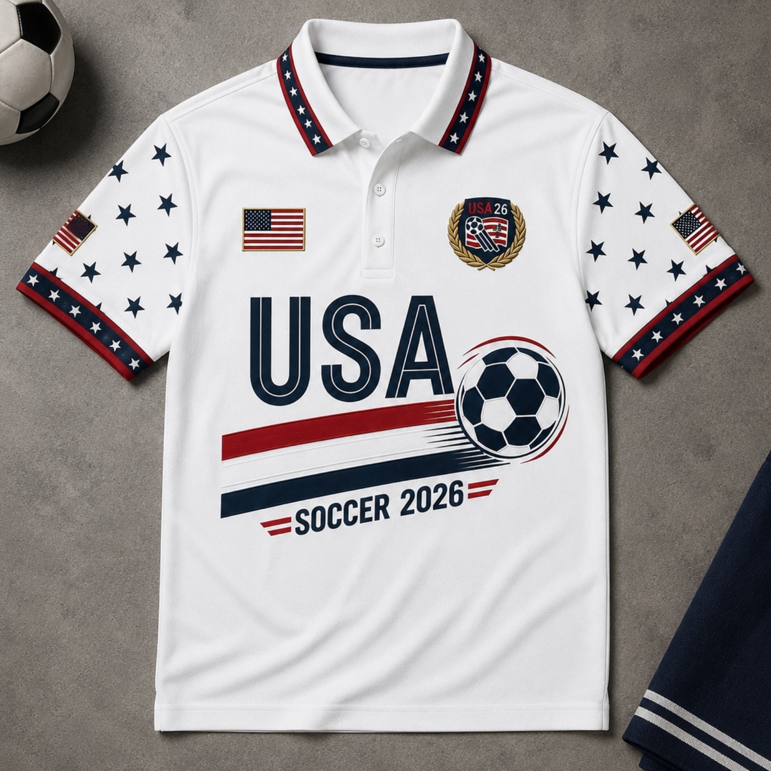 American Soccer Polo Shirt USA Patriotic Flag Soccer Fan July 4th Gift (S-5XL) gallery